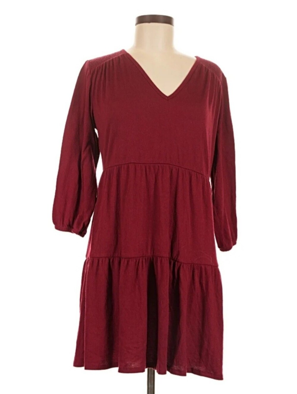 Knox Rose V-Neck Tiered Dress in Deep Wine